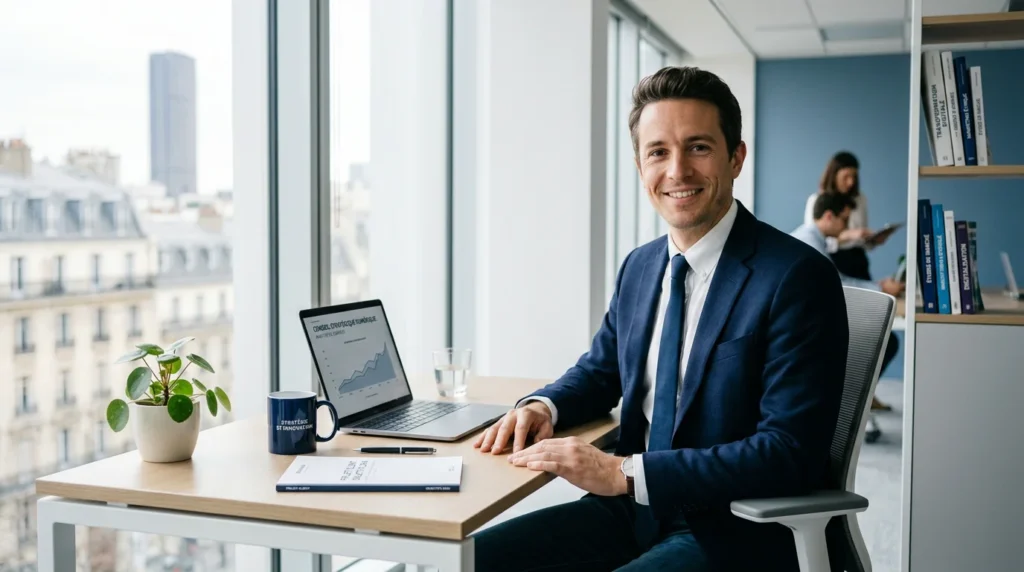 Consultant digital freelance envisageant le portage salarial