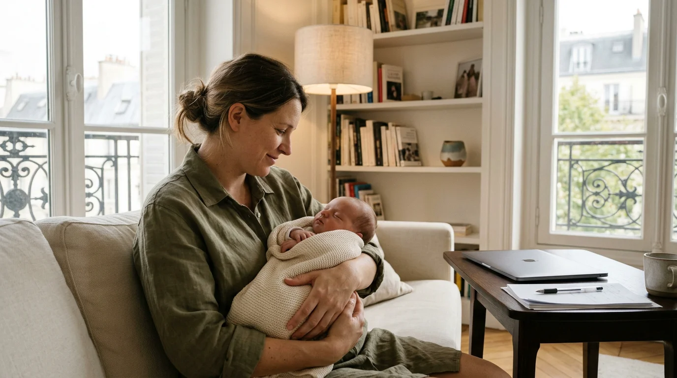 Parent profitant d'un congé de naissance auprès de son nouveau-né