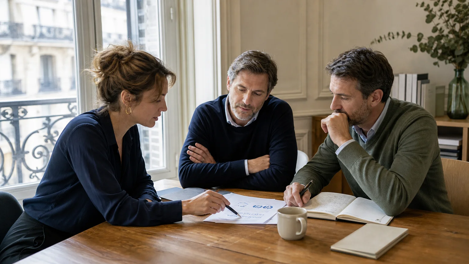 Consultante présentant une recommandation sur l’intelligence artificielle à des dirigeants