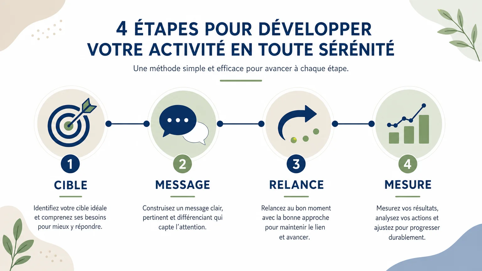 Infographie des quatre étapes pour prospecter des clients