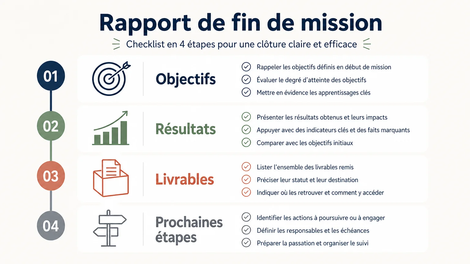 Checklist en quatre étapes pour préparer un rapport de fin de mission