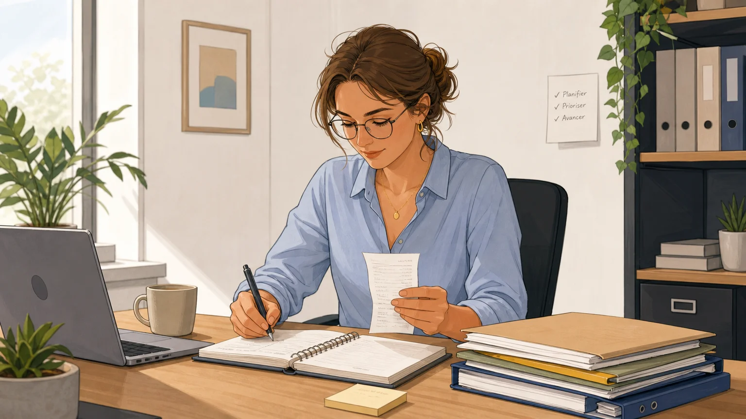 Consultante qui suit ses heures et ses frais professionnels