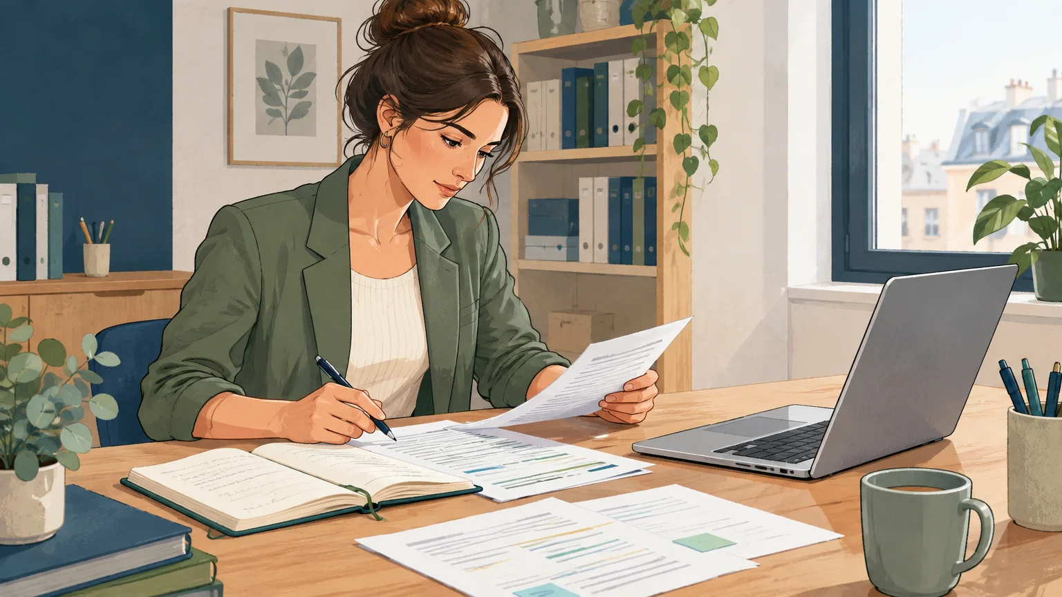 Une consultante prépare des idées d’articles à partir de son expertise