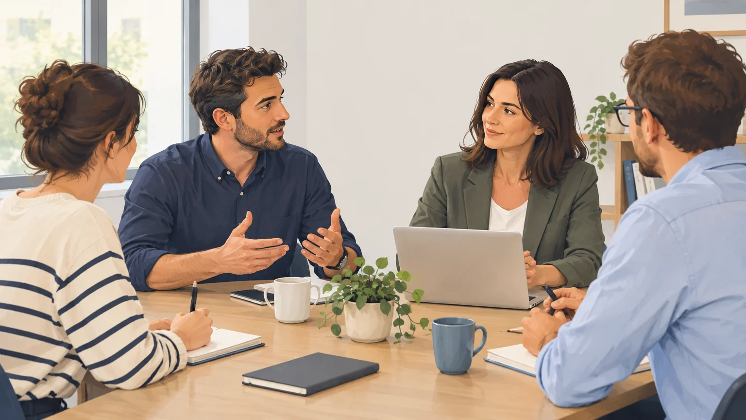Consultants échangeant lors d’une rencontre professionnelle